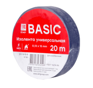 Изолента ПВХ 15ммх20м синяя В (общего применения) Simple plc-iz-b-s EKF *100