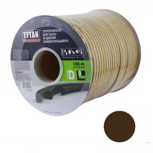 Уплотнитель для окон и дверей Tytan Professional D 100m x 9mm x 7,5mm Коричневый (91416) *1/8