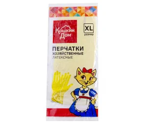 Перчатки хозяйственные латексные XL желтые Кошкин Дом (30-05-004) *1/24