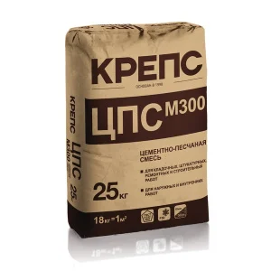Смесь цементно-песочная КРЕПС М-300 25кг Зимняя Смесь цементно-песочная КРЕПС М-300 25кг Зимняя