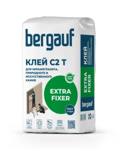 Клей для керамогранита, природного и искусственного камня Bergauf EXTRA FIXER C2 T 25кг Клей для керамогранита, природного и искусственного камня Bergauf EXTRA FIXER C2 T 25кг