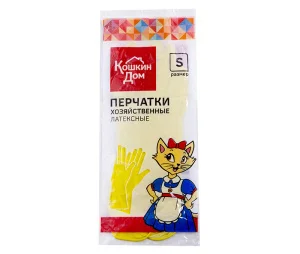 Перчатки резиновые S желтые Кошкин Дом (30-05-001) *1/24 Перчатки резиновые S желтые Кошкин Дом (30-05-001) *1/24