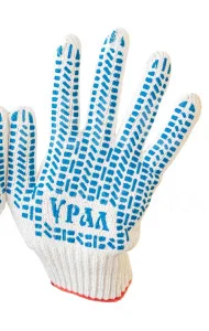 Перчатки х/б 5 нитей 7,5 класс ПВХ "протектор" белые 65гр люкс УРАЛ *10/200  ОПТ Перчатки х/б 5 нитей 7,5 класс ПВХ "протектор" белые 65гр люкс УРАЛ *10/200  ОПТ