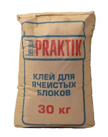 Клей для ячеистых блоков морозостойкий 30кг Bergauf Praktik 1уп=48шт