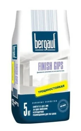 Шпатлевка гипсовая финишная Finish Gips 5кг Bergauf 1уп=108шт Шпатлевка гипсовая финишная Finish Gips 5кг Bergauf 1уп=108шт