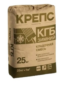 Кладочная смесь для блоков из ячеистого бетона Крепс КГБ Зимний 25 кг 