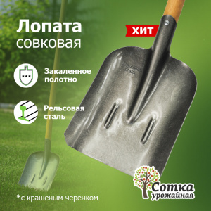 Лопата совковая ЛСП Урожайная сотка S504-3 О0518 с черенком