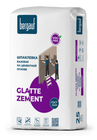 Шпатлевка базовая цементная Glatte Zement 25кг Bergauf 1уп=54шт