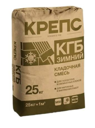 Смесь кладочная для блоков из ячеистого бетона Крепс КГБ Зимний 25кг