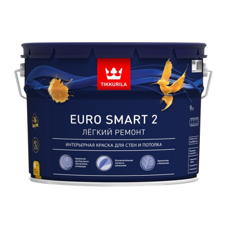 Краска интерьерная Tikkurila Euro Smart 2 глубокоматовая 9л