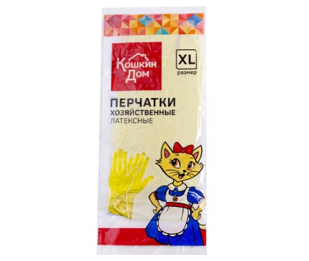 Перчатки резиновые XL желтые Кошкин Дом (30-05-004) *1/24