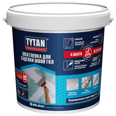 Шпатлевка готовая Tytan Professional для заделки швов гипсокартона 10 кг (97989)